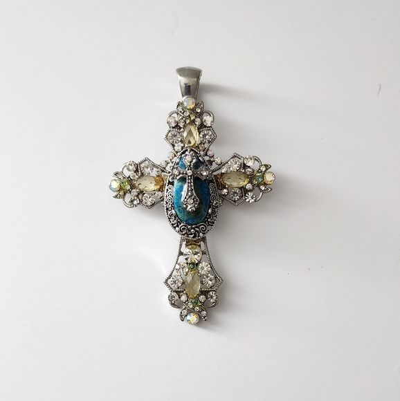 Handmade Rhinestone Western Cross Pendent - Picture 1 of 4
